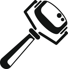 Futuristic hammer with a digital display showing the working mode