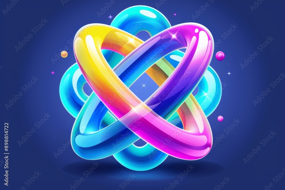 Wall mural colorful abstract design with interwoven rings symbolizing unity and harmony in a vibrant style