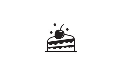 cake logo design black simple flat icon on white background