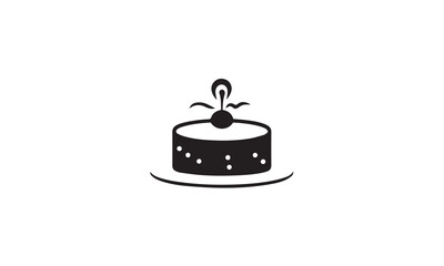 cake logo design black simple flat icon on white background
