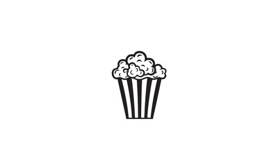 popcorn logo design black simple flat icon on white background