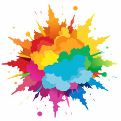 Multicolor powder explosion on White background	