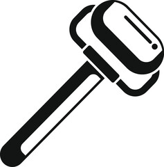 Black and white icon of a reflex hammer being used by a medical professional during a checkup