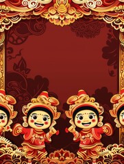 Chinese New Year Festival Background with Red and Gold.