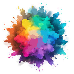 Multicolor powder explosion on White background	