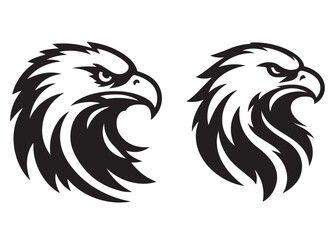 head of a eagle silhouette vector design, eagle head mascot logo drawing illustration design