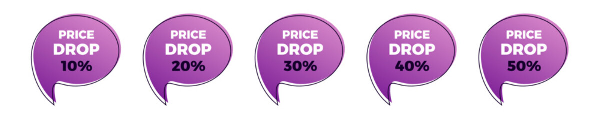 Price drop sale purple sticker set.