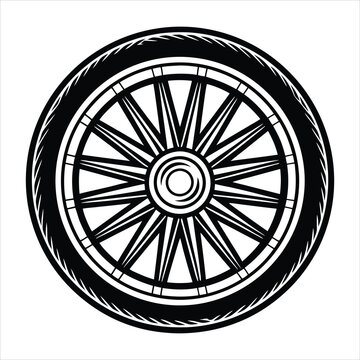 recommend clip art: Wheel line art vector