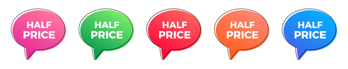 Half price sale colorful sticker set.