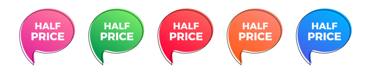Half price sale colorful sticker set.