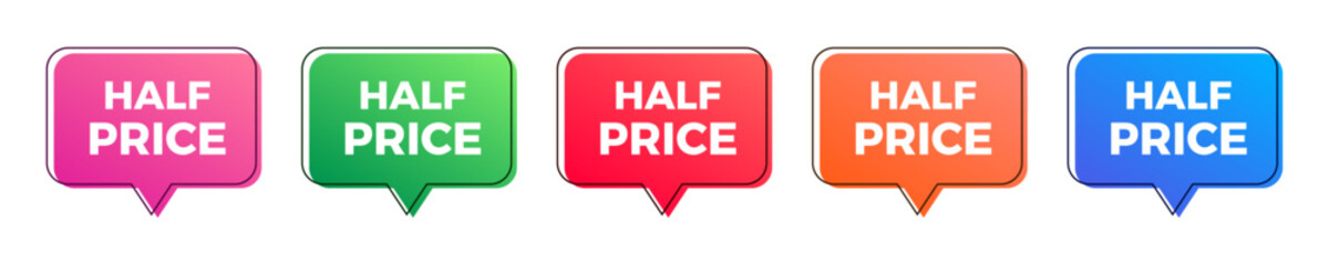 Half price sale colorful sticker set.