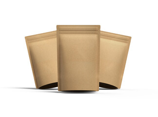 3D render of a generic paper doy-pack with zipper on a transparent background