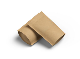 3D render of a generic paper doy-pack with zipper on a transparent background