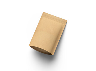 3D render of a generic paper doy-pack with zipper on a transparent background