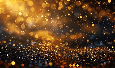 golden christmas particles and sprinkles for a holiday celebration like christmas or new year. shiny golden lights. wallpaper background for ads or gifts wrap and web design. Generative AI