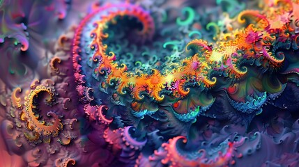 Digital fractal patterns with vibrant colors 