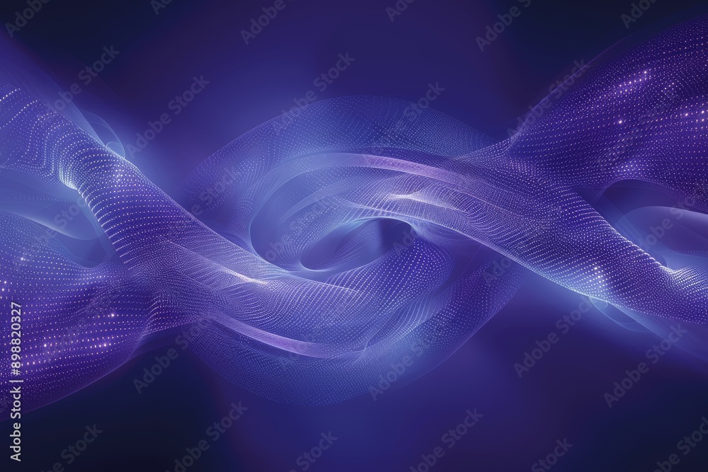 Wall mural abstract illustration with intertwining purple waves on a dark background creating a sense of depth 
