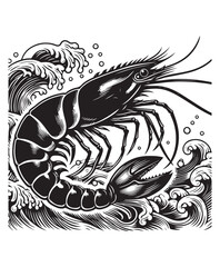 vector shrimp fish vector art,graphics shrimp fishs icons set,vintage illustration shrimp fish clipart,vector shrimp fishs flat style artwork design