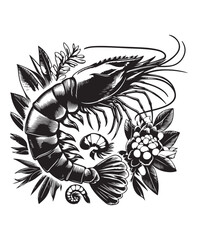 vector shrimp fish vector art,graphics shrimp fishs icons set,vintage illustration shrimp fish clipart,vector shrimp fishs flat style artwork design