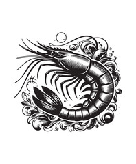 vector shrimp fish vector art,graphics shrimp fishs icons set,vintage illustration shrimp fish clipart,vector shrimp fishs flat style artwork design