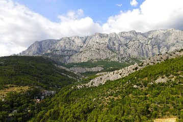 Obraz premium Mountains in Croatia, Biokovo Park, Dinaric Alps. Beautiful Croatian mountain landscape, near Makarska Riviera in Croatia