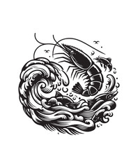 vector shrimp fish vector art,graphics shrimp fishs icons set,vintage illustration shrimp fish clipart,vector shrimp fishs flat style artwork design