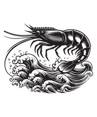 vector shrimp fish vector art,graphics shrimp fishs icons set,vintage illustration shrimp fish clipart,vector shrimp fishs flat style artwork design