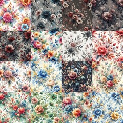 Watercolor flowers paint style backgrounds. AI generated illustration