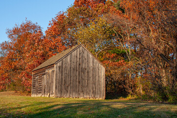 Old weathered barn in autumn