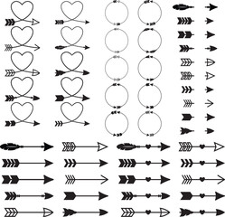 Arrows svg. 10 unique archery arrow variations. With hearts, heart shaped, circular border and split monogram variations