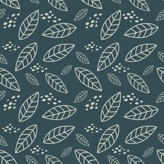 Seamless Cute Leaf Pattern Green Background