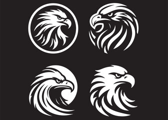 Eagle head logo vector, eagle head silhouette,
Hand drawn eagle head set, Eagle heads black and white vector Illustration