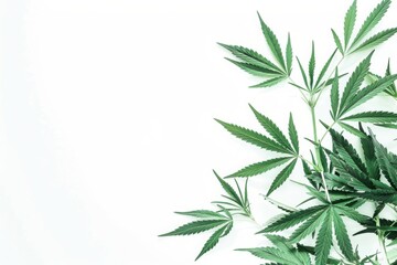 Obraz premium Marijuana plant foliage on white background