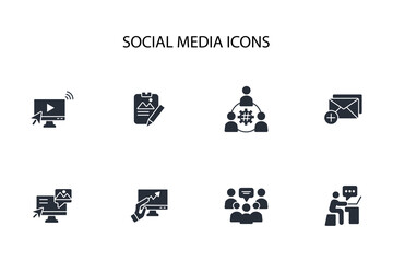 social media icon set.vector.Editable stroke.linear style sign for use web design,logo.Symbol illustration.