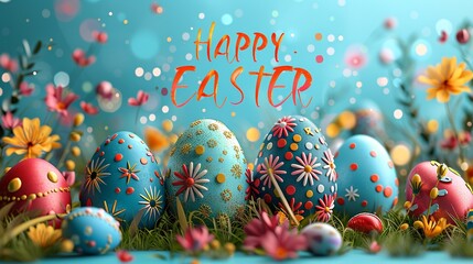 easter background that reads HAPPY EASTER