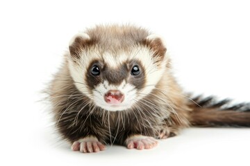 Fototapeta premium Angora ferret posing in studio on white background