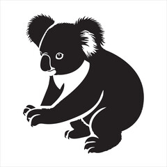 Simple black-and-white logo with a charming and adorable koala