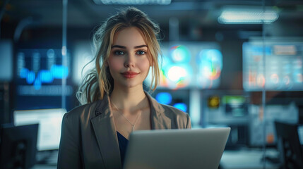 Fototapeta premium Professional executive female with laptop