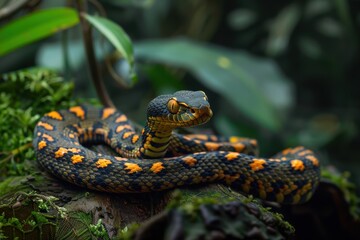 Obraz premium gold ringed cat snake ready to attack