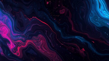 Colorful wavy liquid acrylic paint mixing to create a marble texture in abstract background