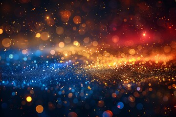 black background with Congo Free State flag colors in glitter and bokeh