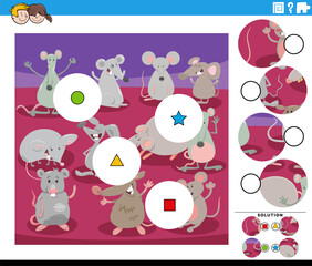 match the pieces game with cartoon mice characters