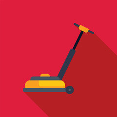 Fototapeta premium Floor polisher machine on red background with long shadow