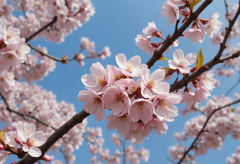  Cherry blossoms in full bloom in spring. 
