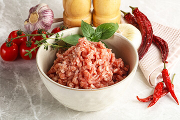 Raw minced pork uncooked meat