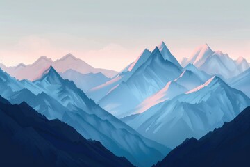 Fototapeta premium Mountain landscape with a clear blue sky