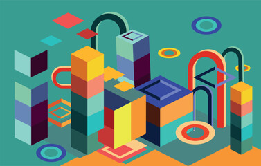 Background with different geometric shapes