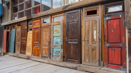 Discover different types of wooden doors on display at the store.