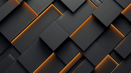 Sleek and futuristic design with abstract modern background featuring black squares and orange lights on a black panel