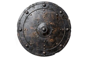 Naklejka premium A large metal shield with visible rivets